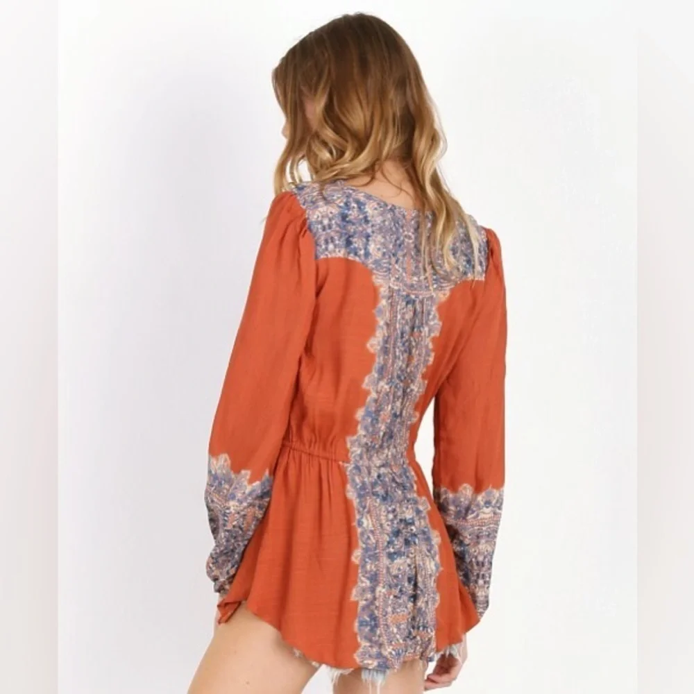 FREE PEOPLE | | WILDEST MOMENTS TUNIC IN PERSIMMON COMBO MEDIUM - Picture 3 of 9